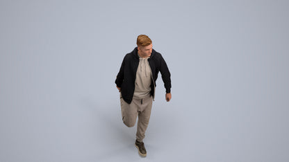 realistic 3D human man sport, archviz people FBX OBJ for Blender, back view render