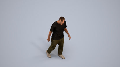 photogrammetry 3D man casual walking, realistic human model archviz FBX, back view render