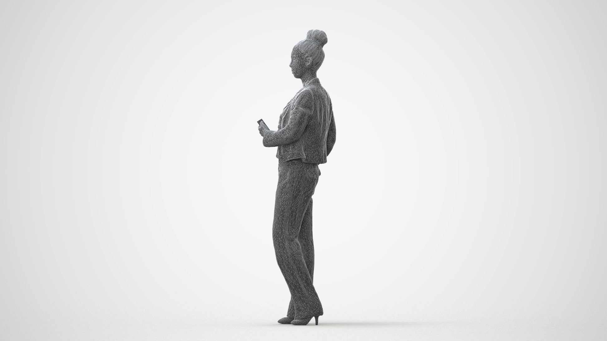 scanned 3D woman business standing, photogrammetry people for Enscape and V-Ray, square thumbnail