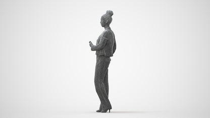 scanned 3D woman business standing, photogrammetry people for Enscape and V-Ray, square thumbnail