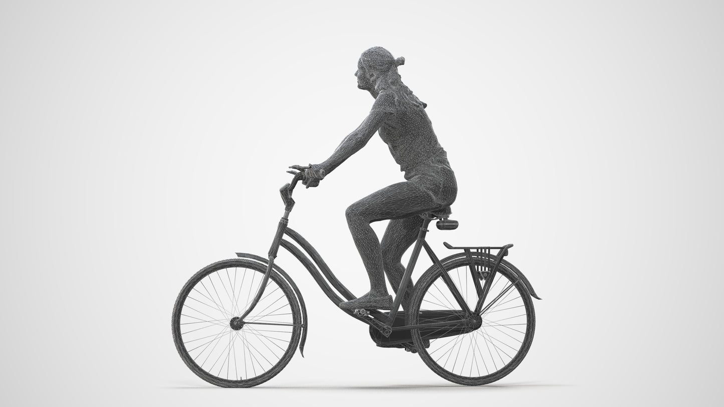 realistic 3D human girl casual cycling, archviz people FBX OBJ for Blender, square thumbnail