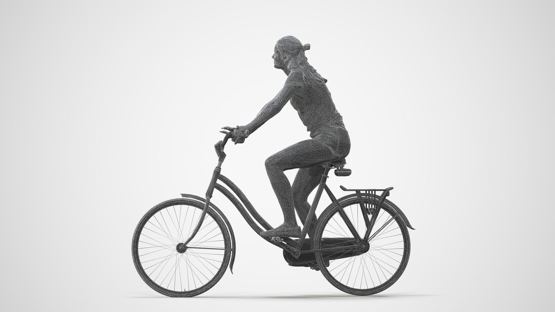 realistic 3D human girl casual cycling, archviz people FBX OBJ for Blender, square thumbnail