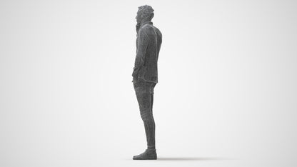 scanned 3D man casual standing, photogrammetry people for Enscape and V-Ray, three-quarter front view render