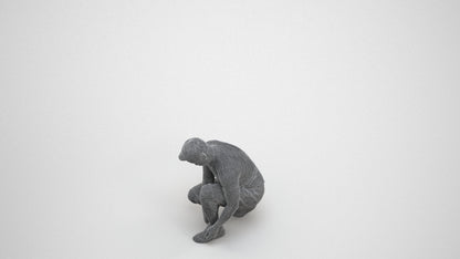 scanned 3D man sport standing, photogrammetry people for Enscape and V-Ray, wireframe three-quarter view