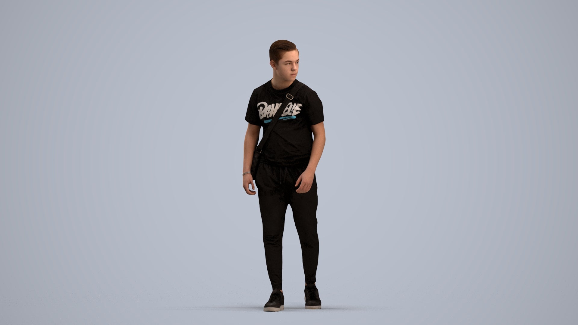 realistic 3D human boy casual kids, archviz people FBX OBJ for Blender, standing pose render
