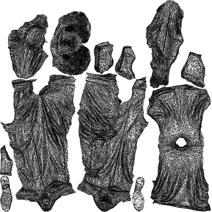 3D people model man casual walking, scanned human for 3ds Max rendering, wireframe top-down view