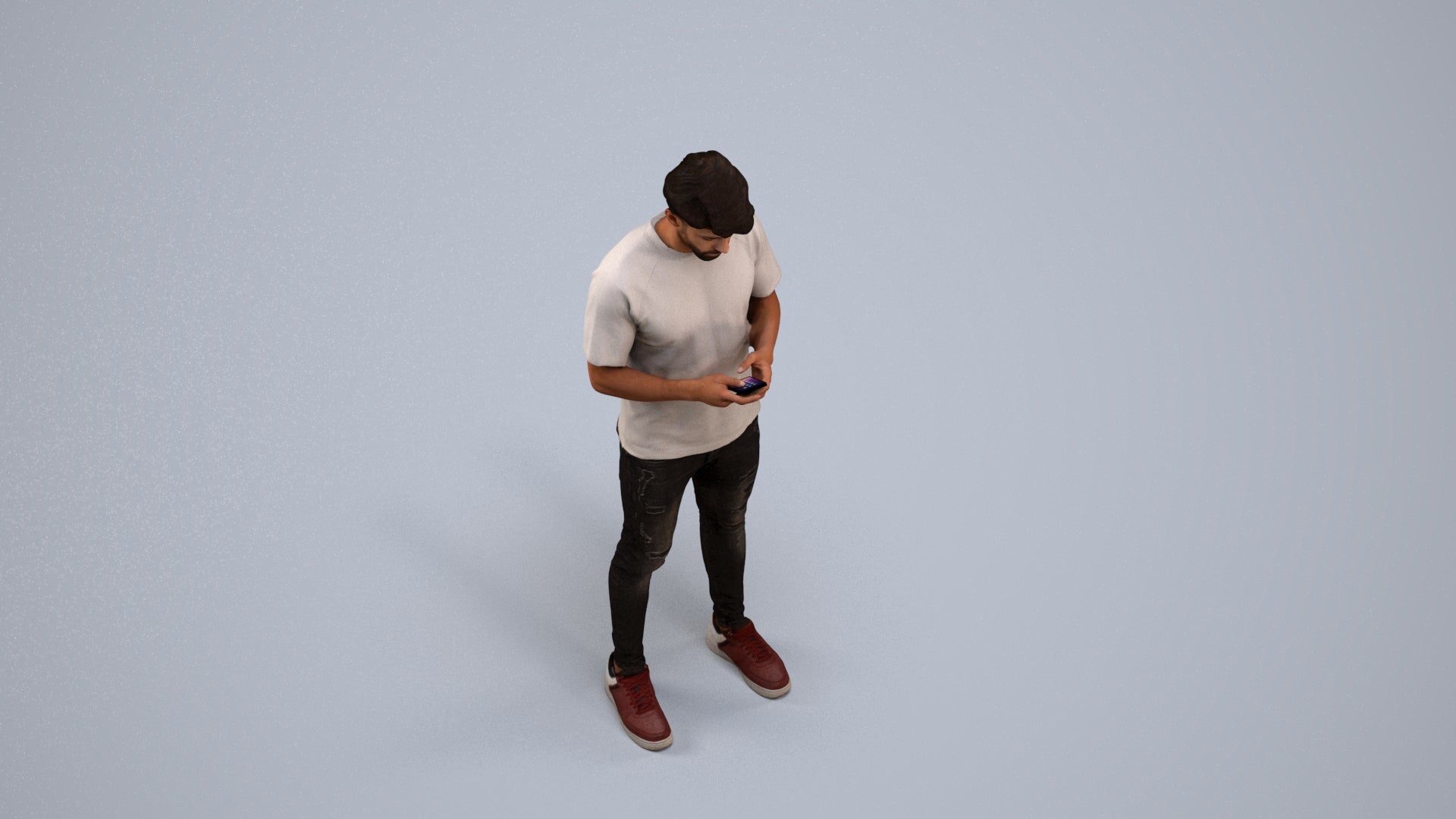 3D scanned man standing casual, photorealistic archviz people for Enscape and SketchUp, back view render