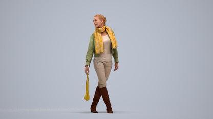 scanned 3D woman casual walking, photogrammetry people for Enscape and V-Ray, standing pose render