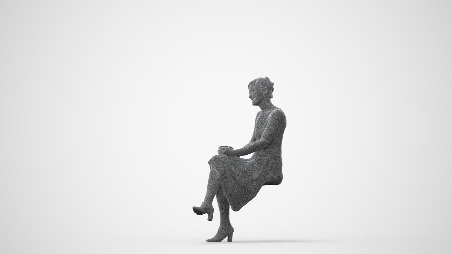 realistic 3D people woman business sitting, render-ready for V-Ray and Corona, FBX OBJ, square thumbnail
