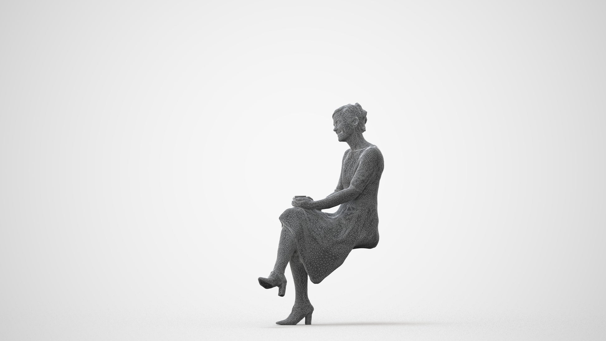 realistic 3D people woman business sitting, render-ready for V-Ray and Corona, FBX OBJ, square thumbnail