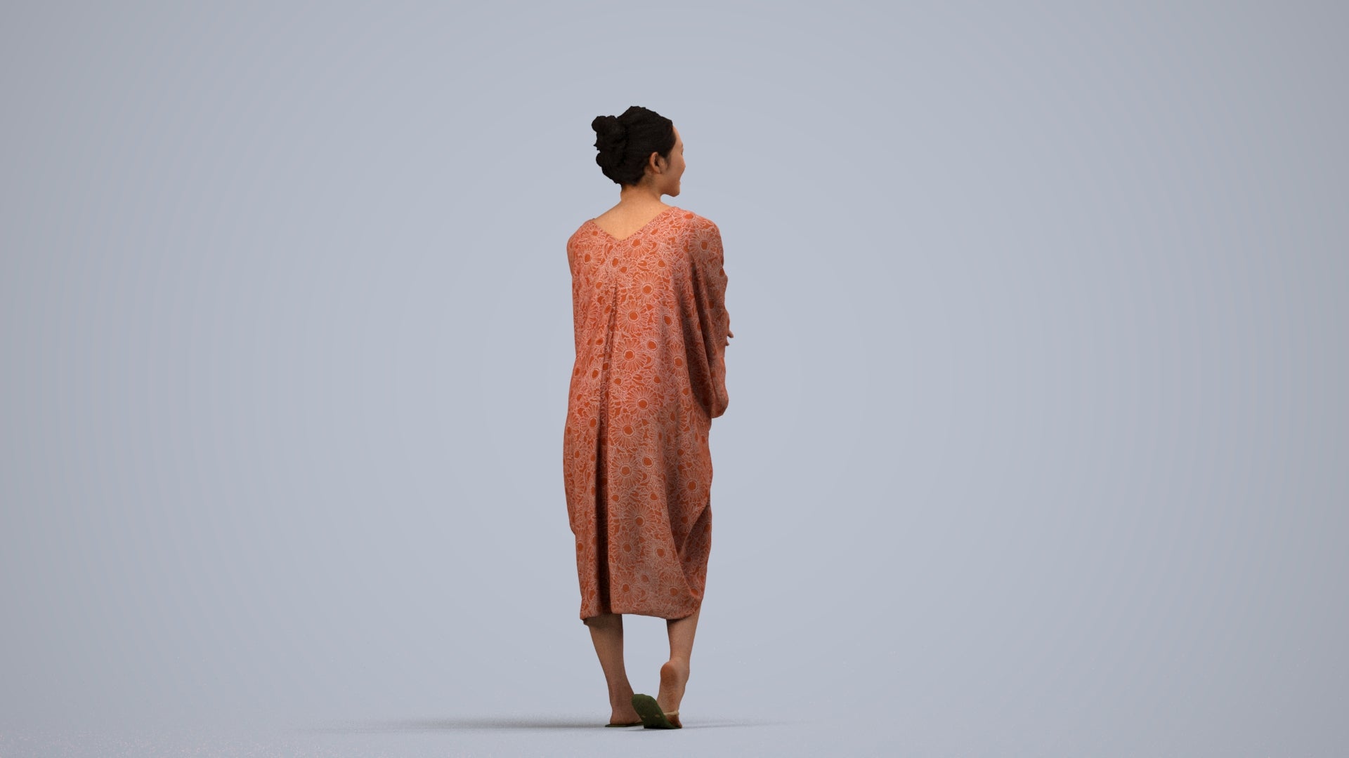 photogrammetry 3D woman casual walking, realistic human model archviz FBX, side view render