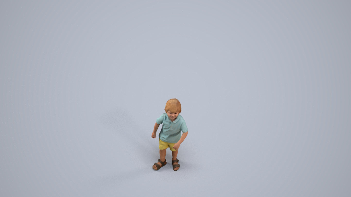 scanned 3D boy casual kids, photogrammetry people for Enscape and V-Ray, back view render