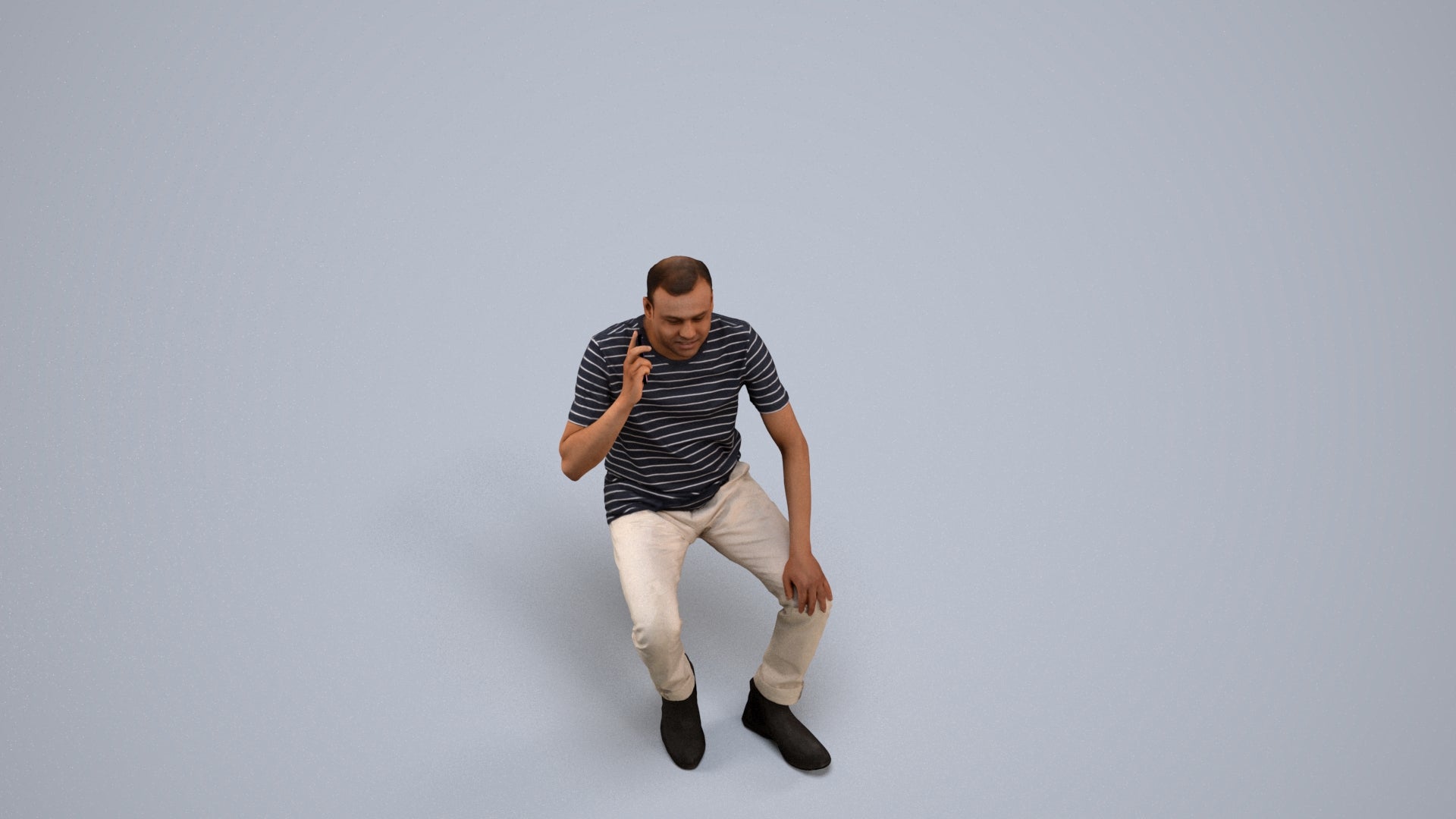 scanned 3D man casual sitting, photogrammetry people for Enscape and V-Ray, back view render