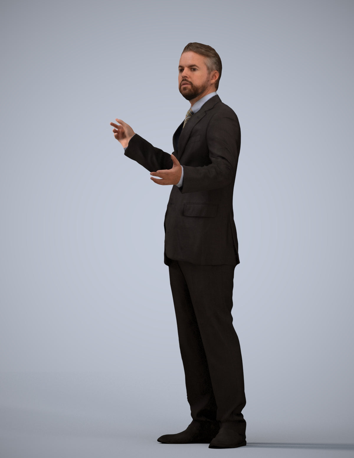 3D human model man business, photogrammetry scanned person for archviz