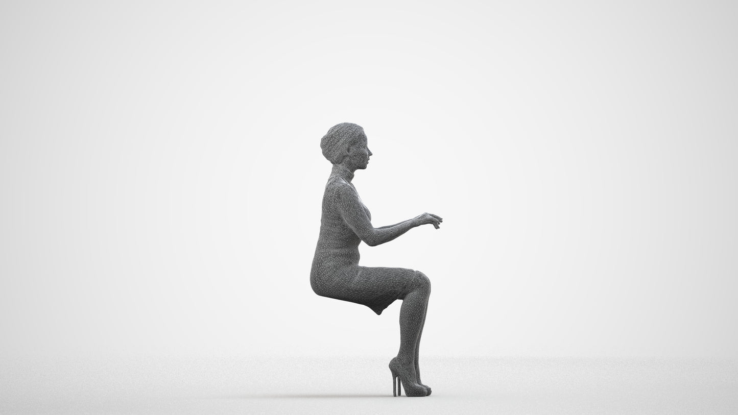 photogrammetry 3D woman business, realistic human model archviz FBX, wireframe side view