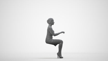photogrammetry 3D woman business, realistic human model archviz FBX, wireframe side view