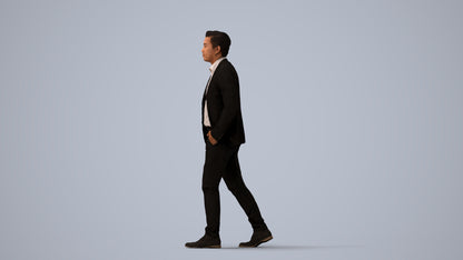 photogrammetry 3D man business, realistic human model archviz FBX, three-quarter view render
