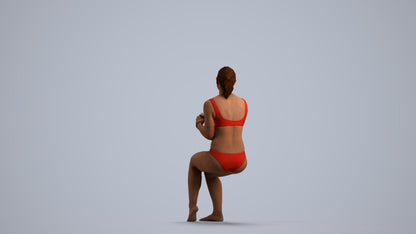 scanned 3D woman pool, photogrammetry people for Enscape and V-Ray, front view render
