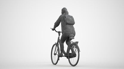 photogrammetry 3D woman casual cycling, realistic human model archviz FBX, wireframe front view