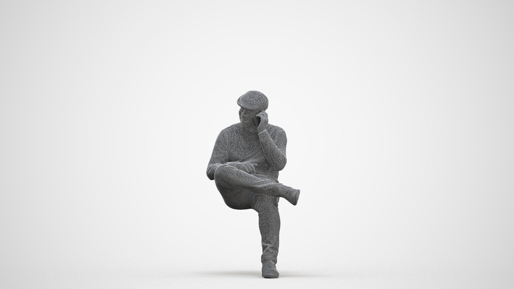 realistic 3D man casual sitting, scanned archviz people for Blender and 3ds Max, three-quarter front view render