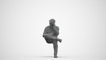 realistic 3D man casual sitting, scanned archviz people for Blender and 3ds Max, three-quarter front view render