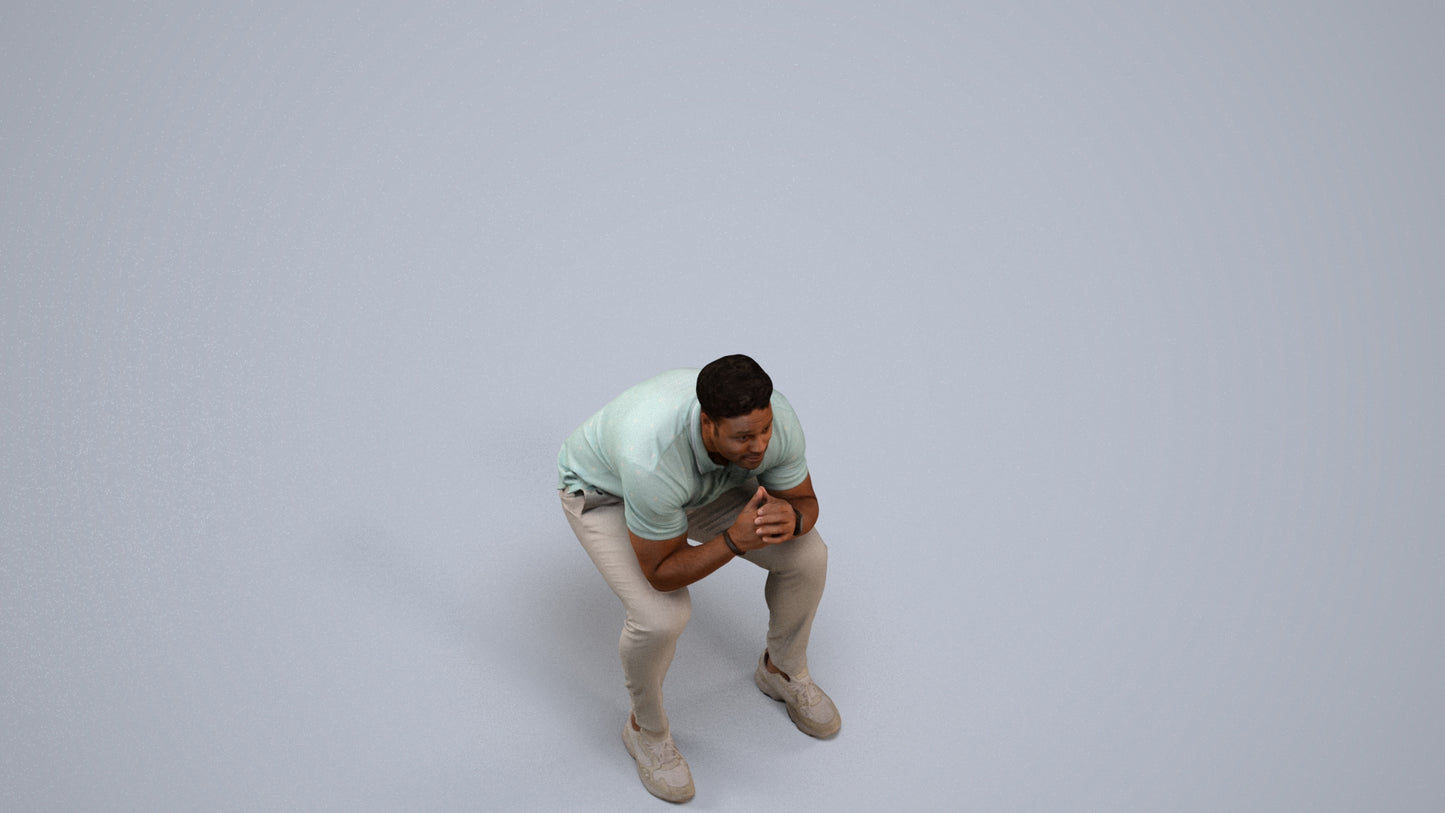 realistic 3D people man casual sitting, render-ready for V-Ray and Corona, FBX OBJ, back view render