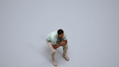 realistic 3D people man casual sitting, render-ready for V-Ray and Corona, FBX OBJ, back view render
