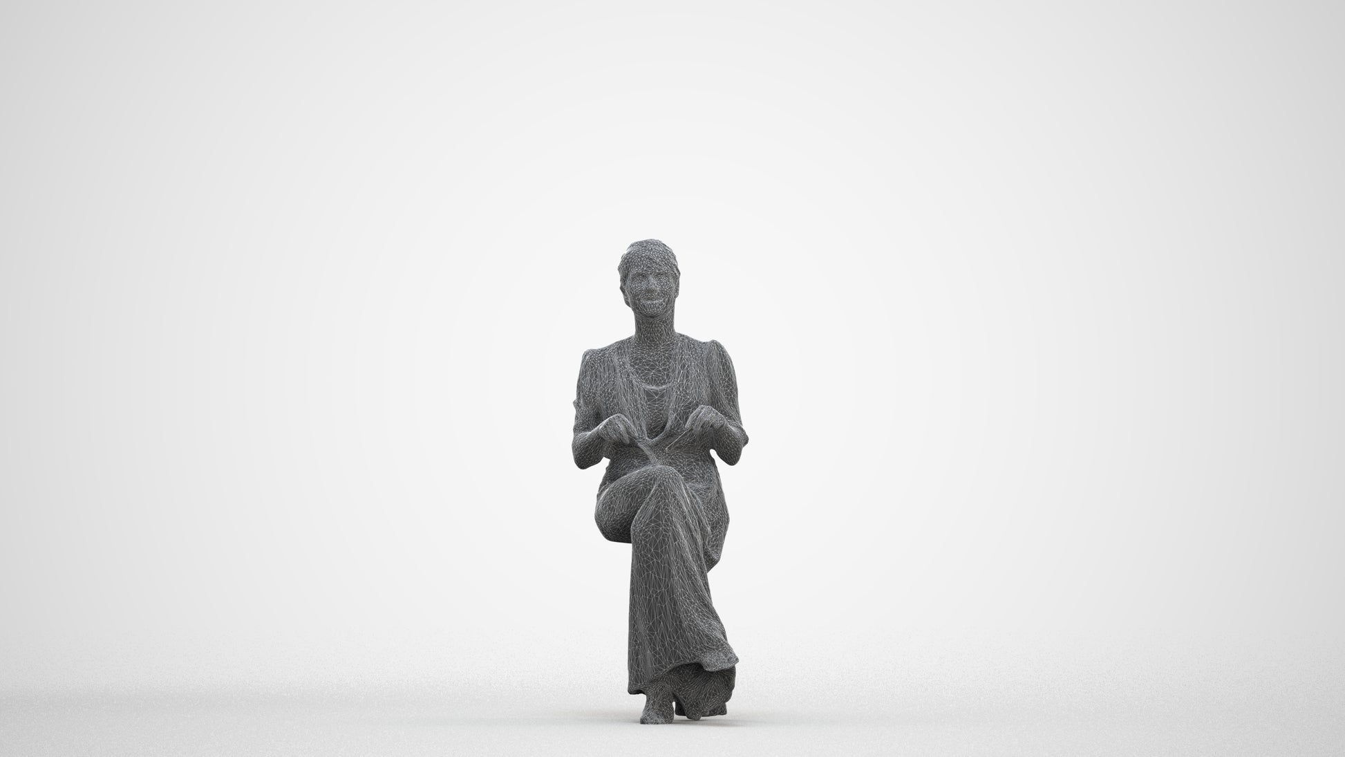 realistic 3D people woman casual sitting, render-ready for V-Ray and Corona, FBX OBJ, three-quarter front view render