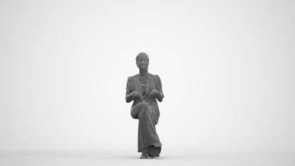 realistic 3D people woman casual sitting, render-ready for V-Ray and Corona, FBX OBJ, three-quarter front view render