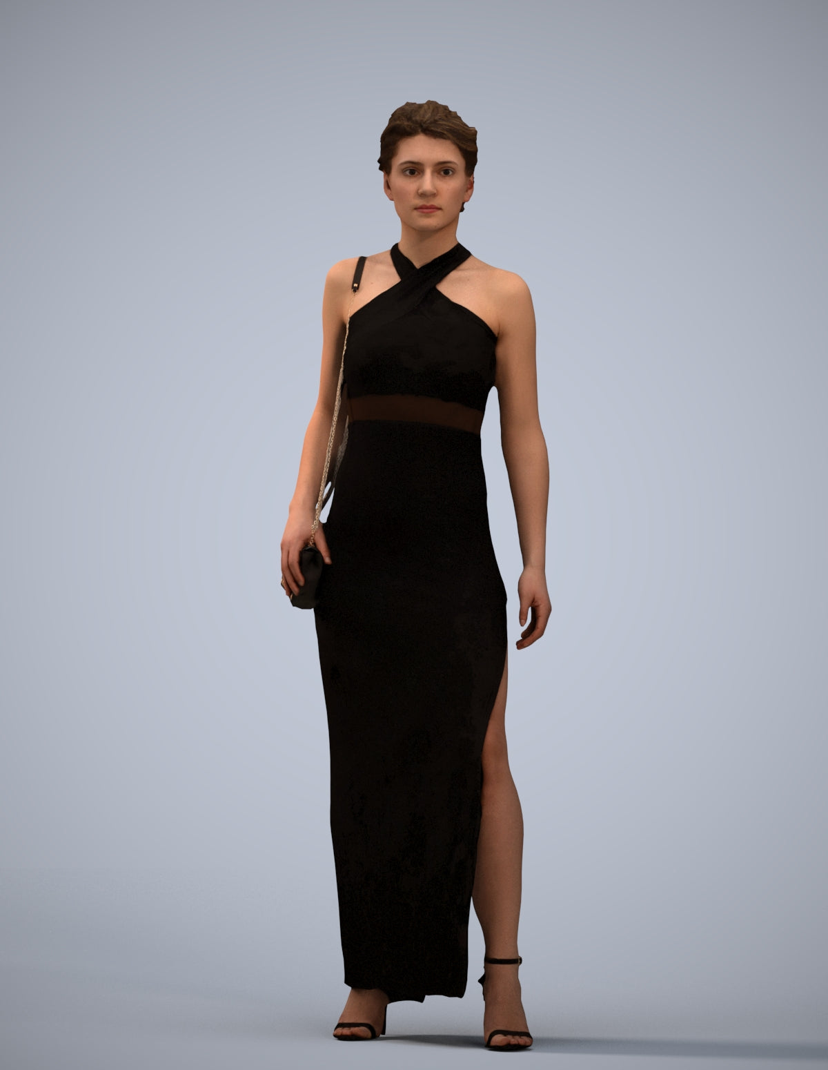 3D human model woman formal formalaffairs, photogrammetry scanned person for archviz