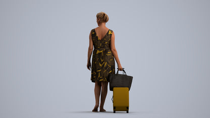 photogrammetry 3D woman casual walking, realistic human model archviz FBX, front view render