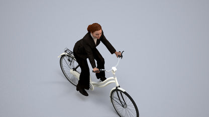 realistic 3D people woman business cycling, render-ready for V-Ray and Corona, FBX OBJ, back view render
