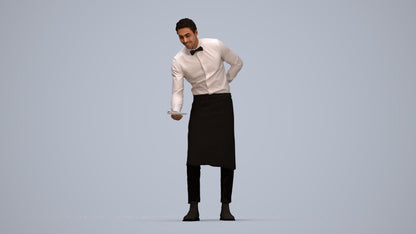 3D people model man hospitality, scanned human for 3ds Max rendering, top-down view render