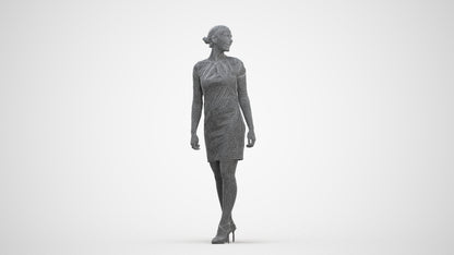 scanned 3D woman business standing, photogrammetry people for Enscape and V-Ray, three-quarter front view render