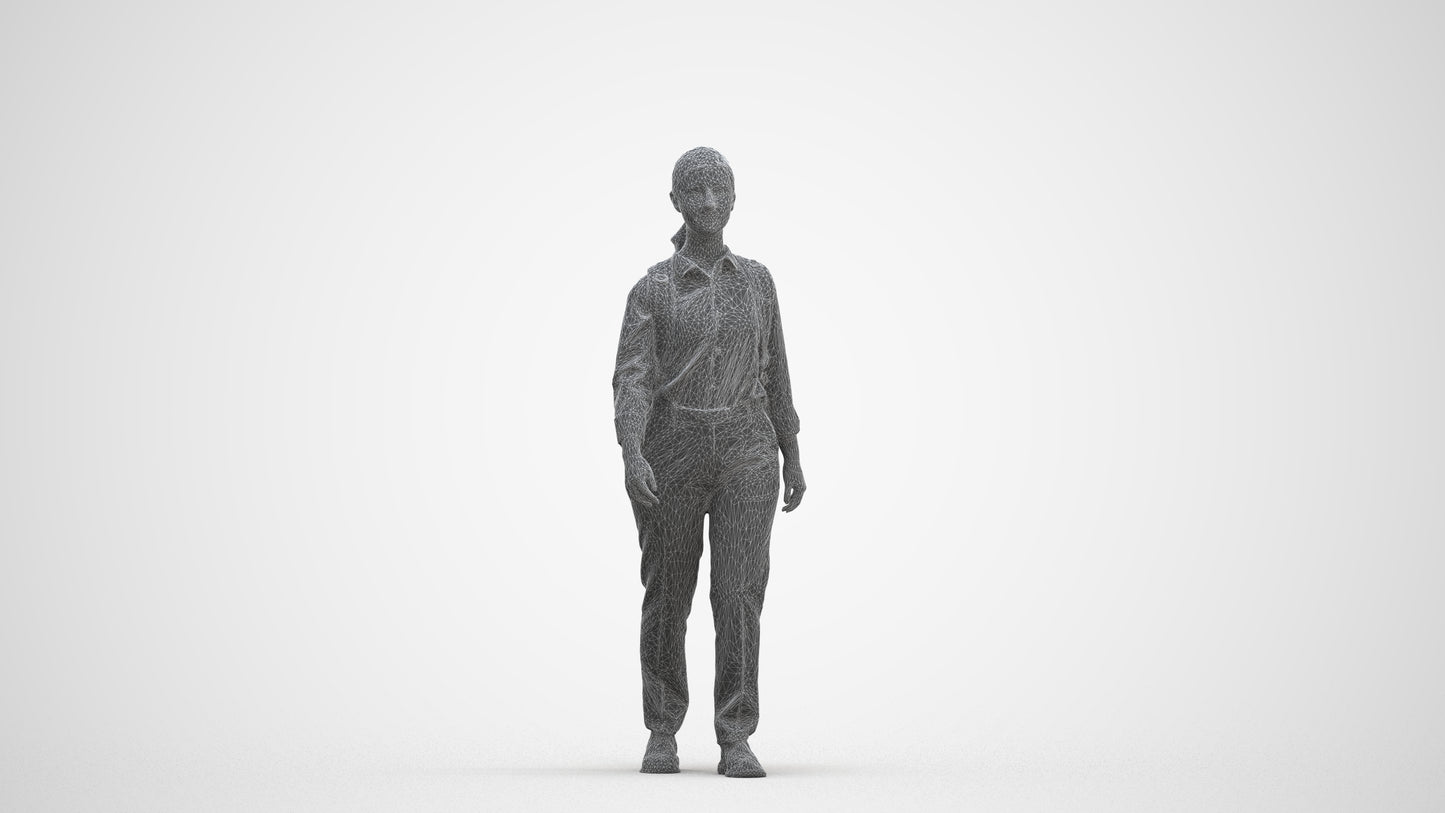 scanned 3D girl kids, photogrammetry people for Enscape and V-Ray, three-quarter front view render