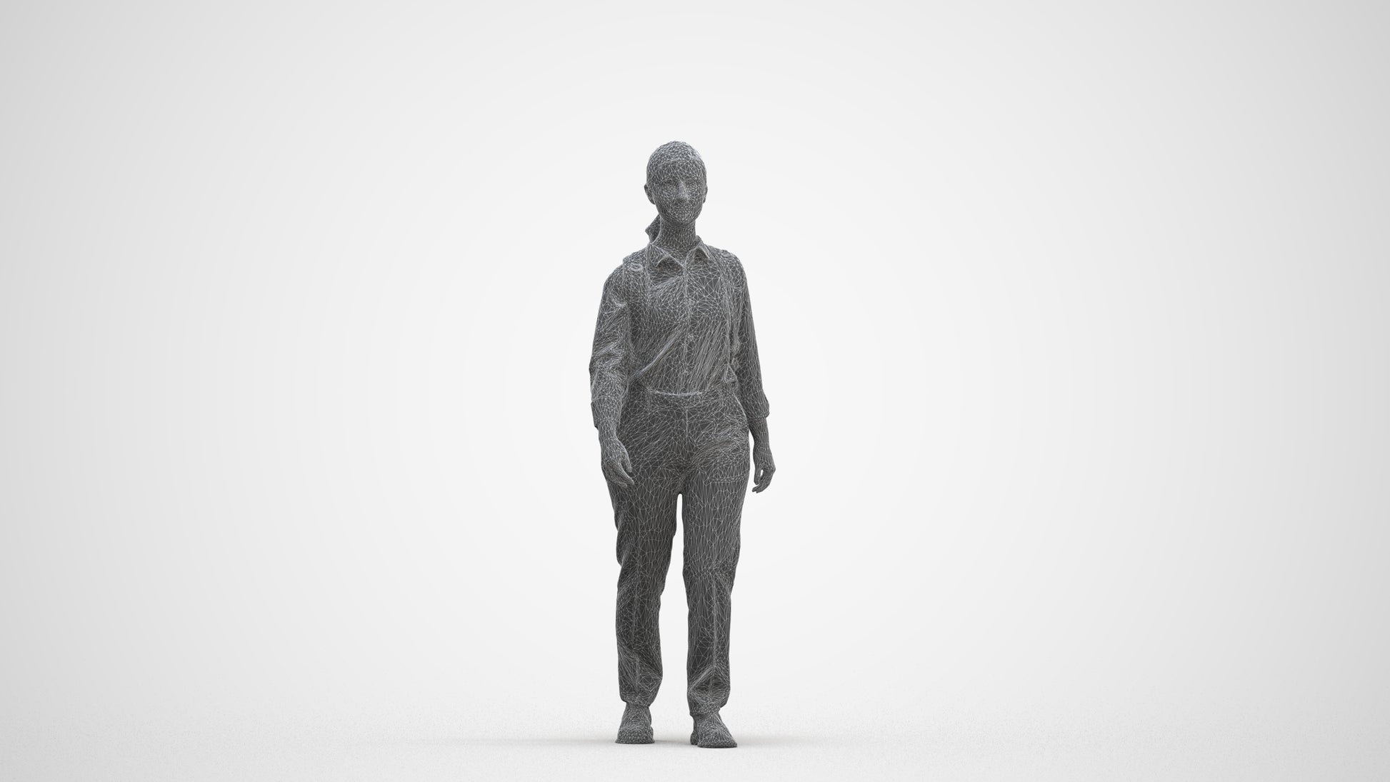 scanned 3D girl kids, photogrammetry people for Enscape and V-Ray, three-quarter front view render