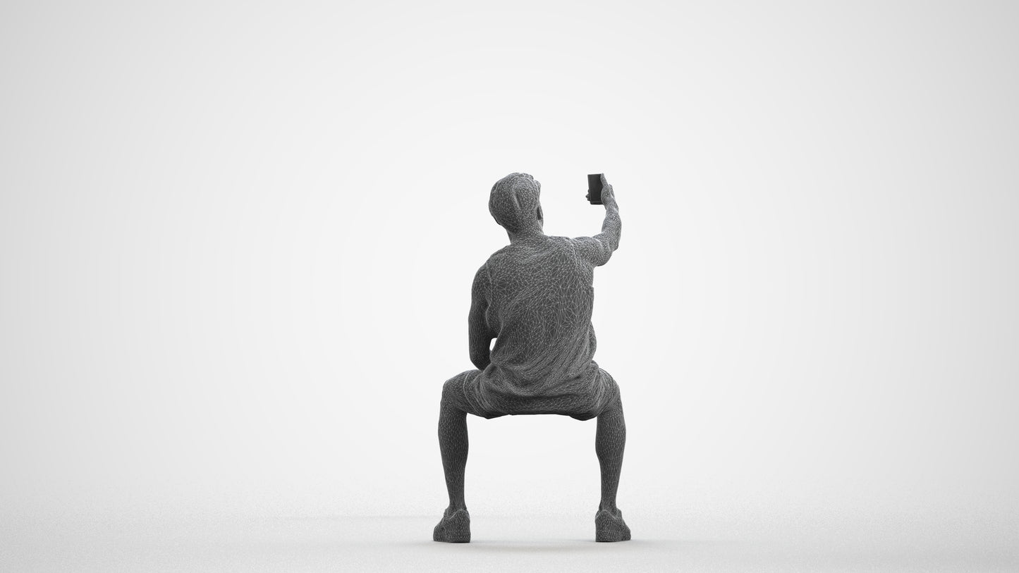 3D people model man sport, scanned human for 3ds Max rendering, wireframe front view