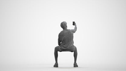 3D people model man sport, scanned human for 3ds Max rendering, wireframe front view