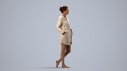 realistic 3D woman bathroom, scanned archviz people for Blender and 3ds Max, side view render