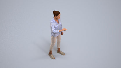 3D scanned senior woman standing casual, photorealistic archviz people for Enscape and SketchUp, back view render