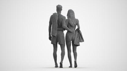 3D people model woman pool, scanned human for 3ds Max rendering, wireframe front view