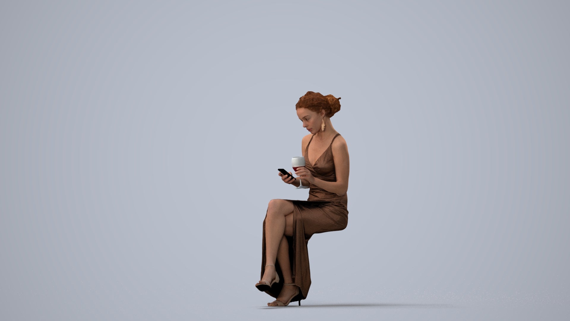 3D people model woman formal formalaffairs, scanned human for 3ds Max rendering, three-quarter view render