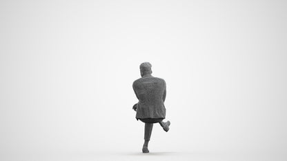 scanned 3D man casual sitting, photogrammetry people for Enscape and V-Ray, wireframe front view