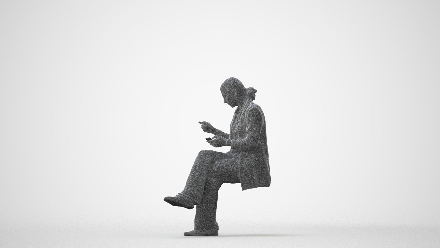 3D human model woman business, photogrammetry scanned person for archviz, square thumbnail
