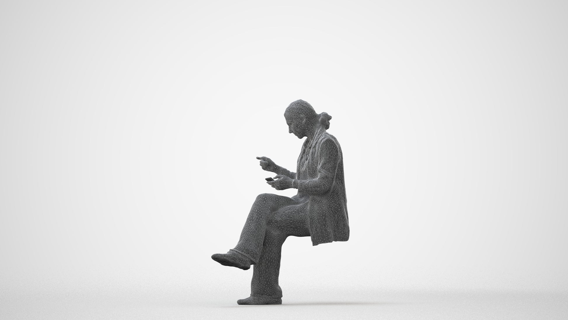 3D human model woman business, photogrammetry scanned person for archviz, square thumbnail