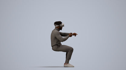 3D scanned man sitting casual, photorealistic archviz people for Enscape and SketchUp, side view render