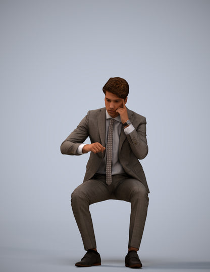 scanned 3D man business, photogrammetry people for Enscape and V-Ray