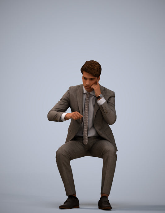 scanned 3D man business, photogrammetry people for Enscape and V-Ray