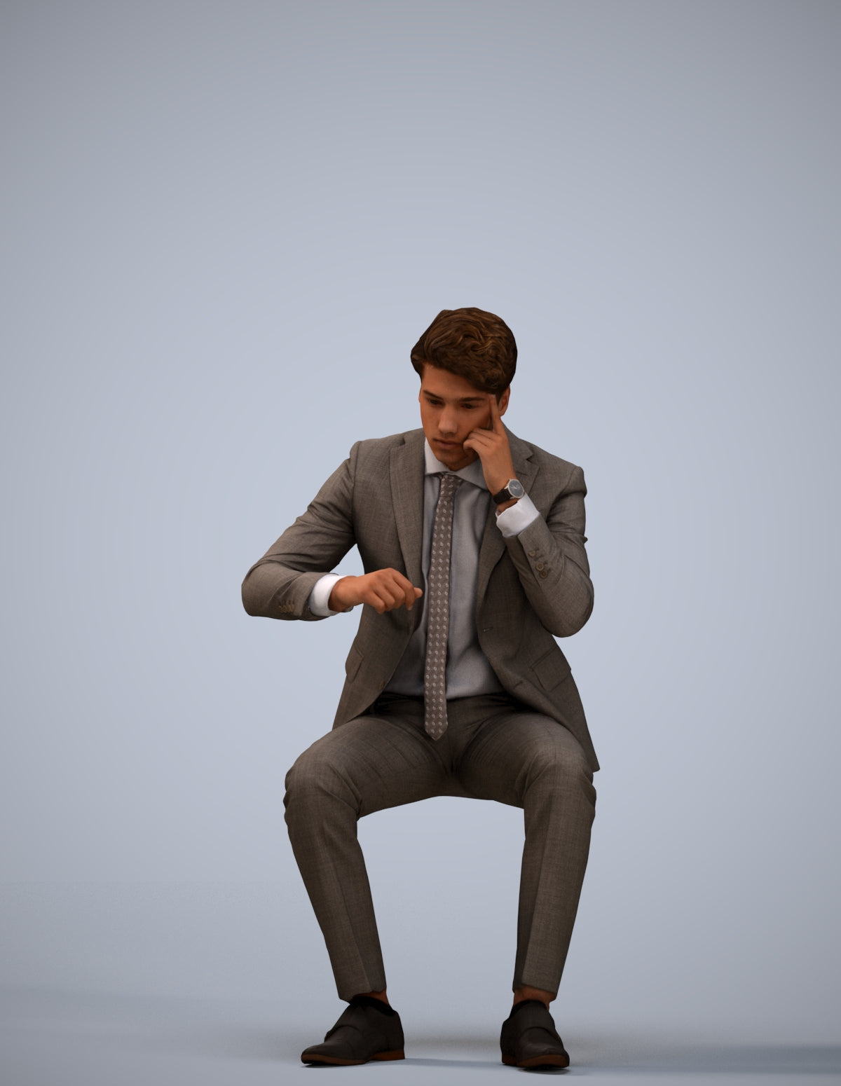 scanned 3D man business, photogrammetry people for Enscape and V-Ray