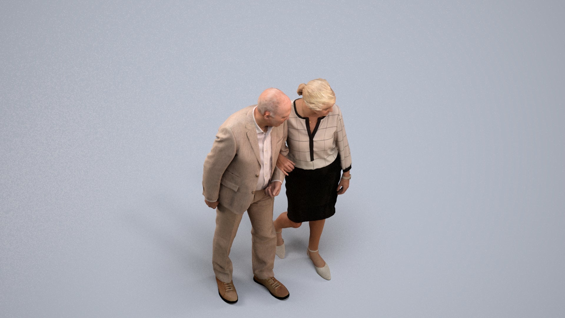 realistic 3D people senior woman business couple, render-ready for V-Ray and Corona, FBX OBJ, back view render
